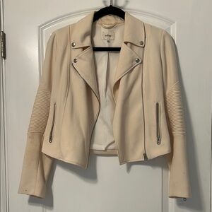 Aritzia Wilfred Beige moto crepe fabric Jacket